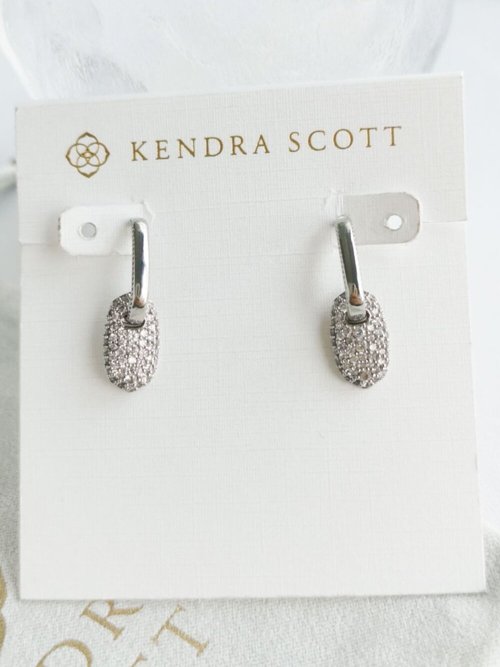 Kendra Scott Bailey Silver Pave Earrings & White CZ